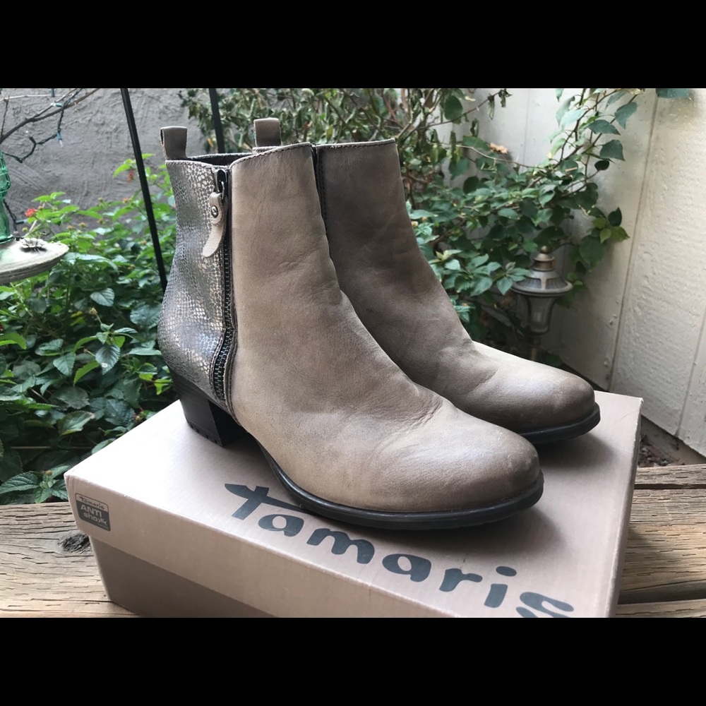 Taupe Genuine Leather Booties